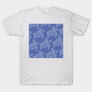 turtle aloha print pattern hawaii light blue and white T-Shirt